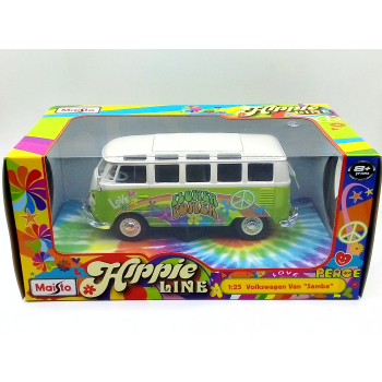 Volkswagen T1 Samba Bus Hippie Line Flower Power green - skala 1:25 - Maisto